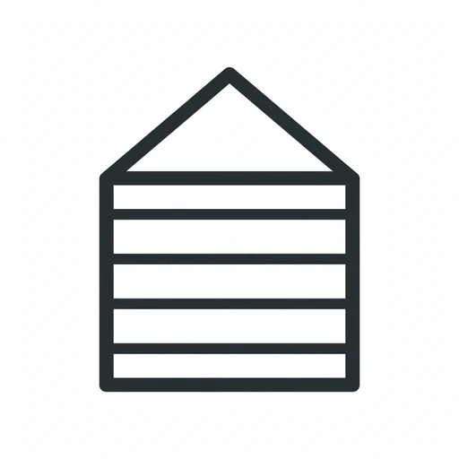Line icon of interlocking vinyl siding panels with starter strip and corner post